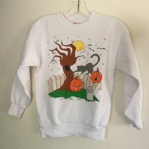 Big Girls' Fun Halloween Sweatshirt Cats Pumpkins